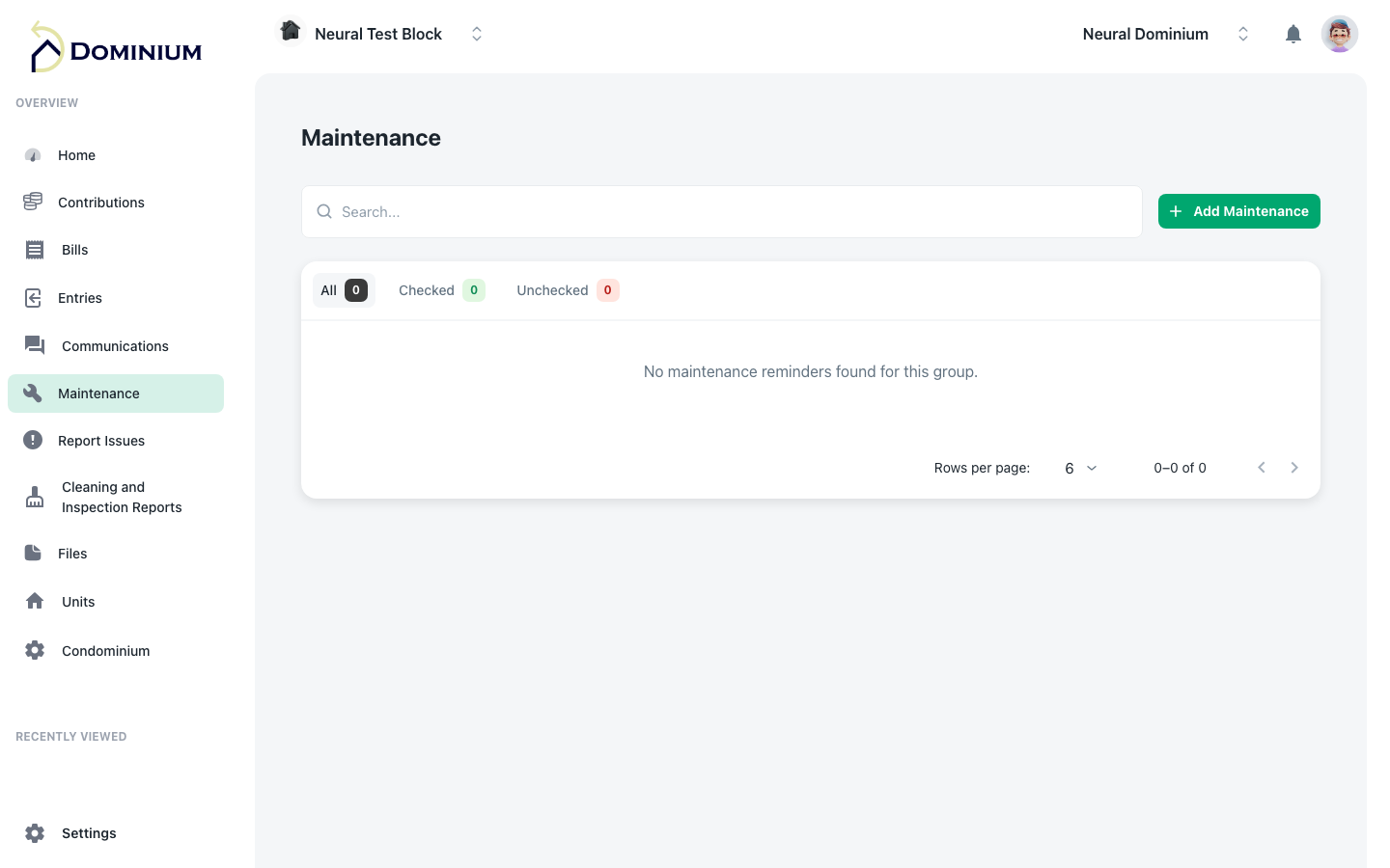 Dominium payment of contributions screen — Malta